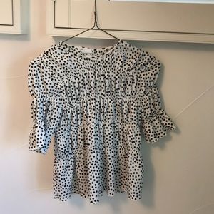 Zara Girl Poplin Sleeve Polka Dot Blouse